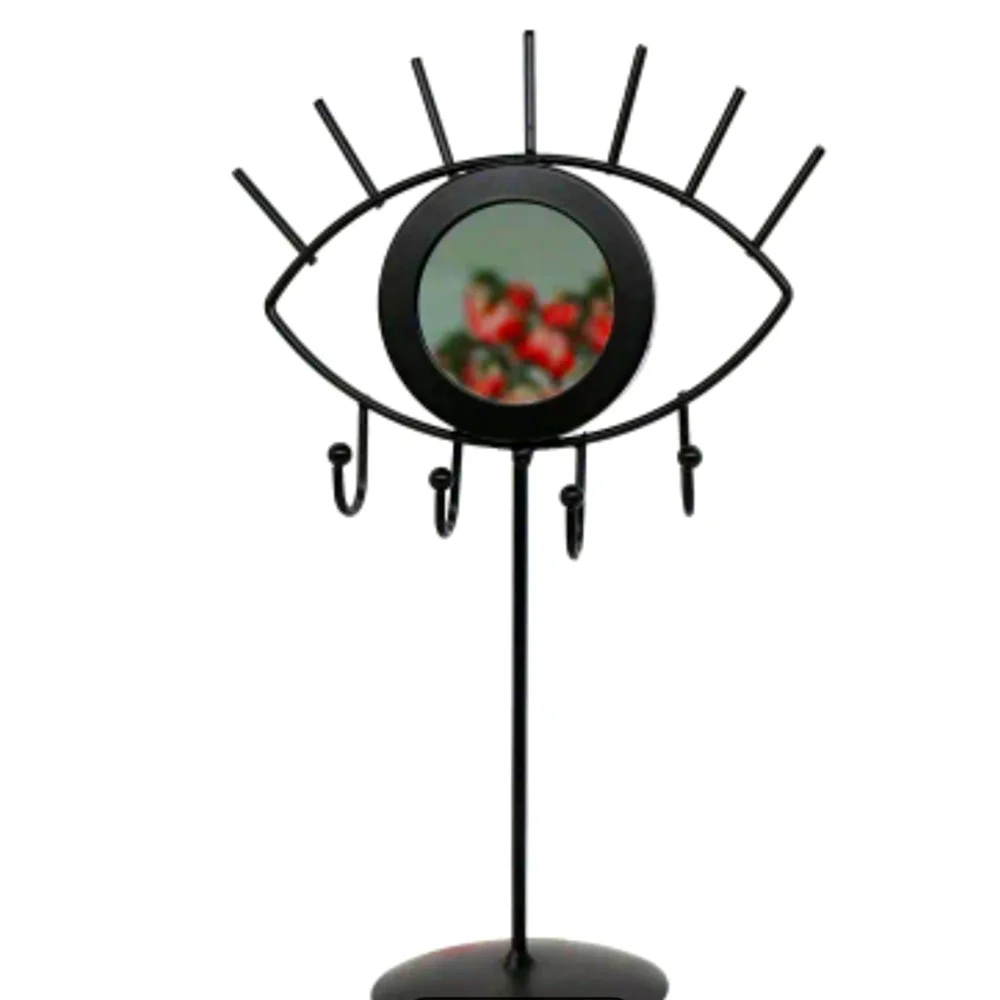 .Black Mirrored Evil Eye Jewelry Organizer Stand